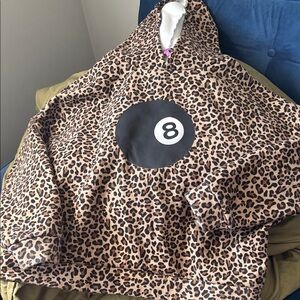Edikted Leopard Print Hoodie with 8 Ball Design